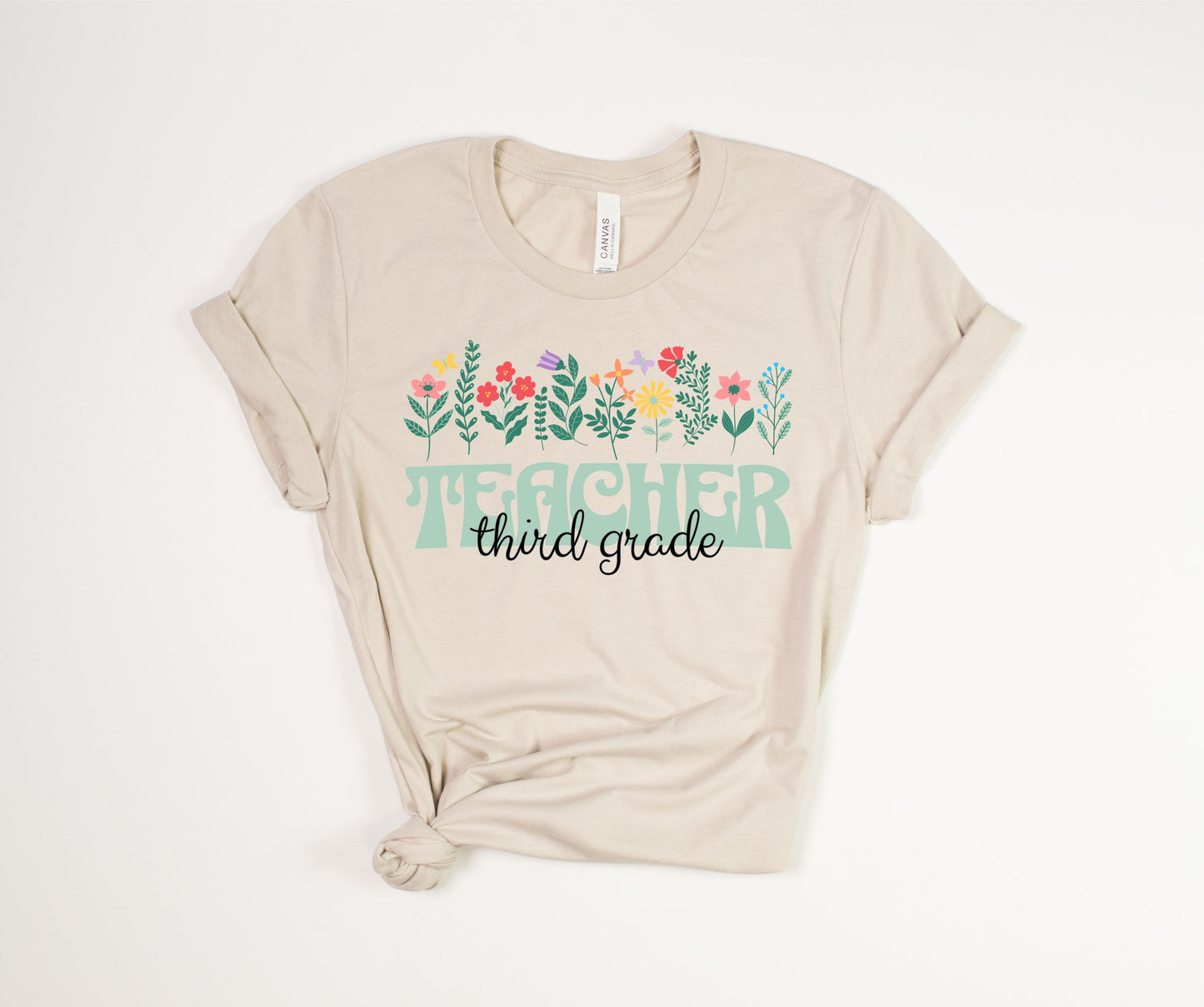 Third Grade Teacher Floral T-Shirt