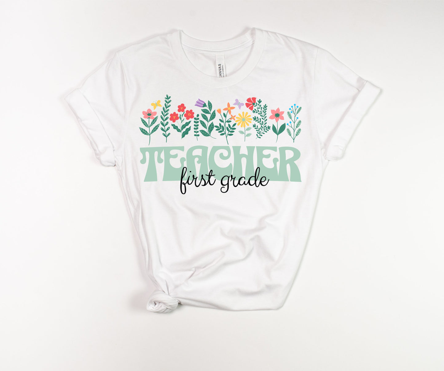 First Grade Teacher Floral T-Shirt