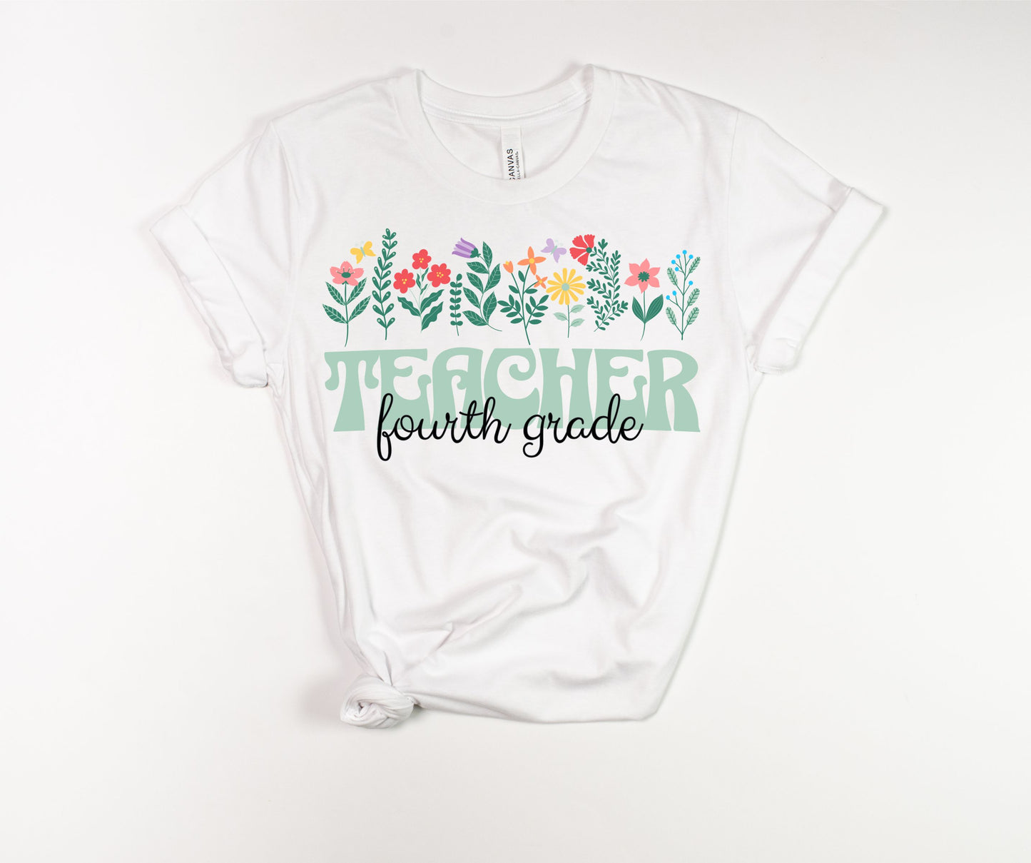 Fourth Grade Teacher Floral T-Shirt