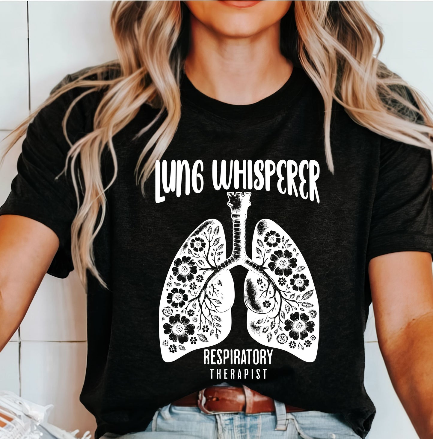 Lung Whisperer White Font T-Shirt