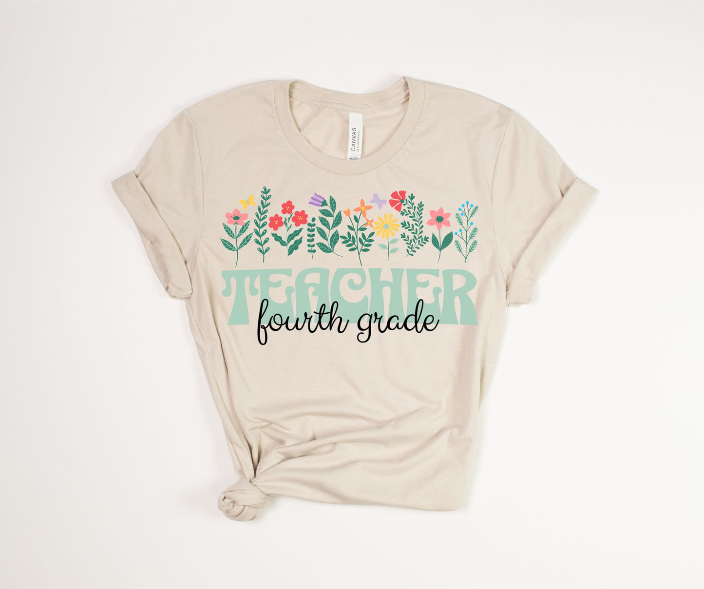 Fourth Grade Teacher Floral T-Shirt