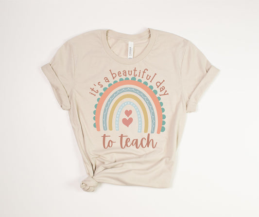 "It’s a Beautiful Day for Learning" Rainbow T-Shirt