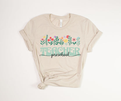 Preschool Teacher Floral T-Shirt