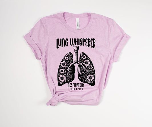 Lung Whisperer Black Font T-Shirt