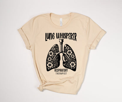 Lung Whisperer Black Font T-Shirt