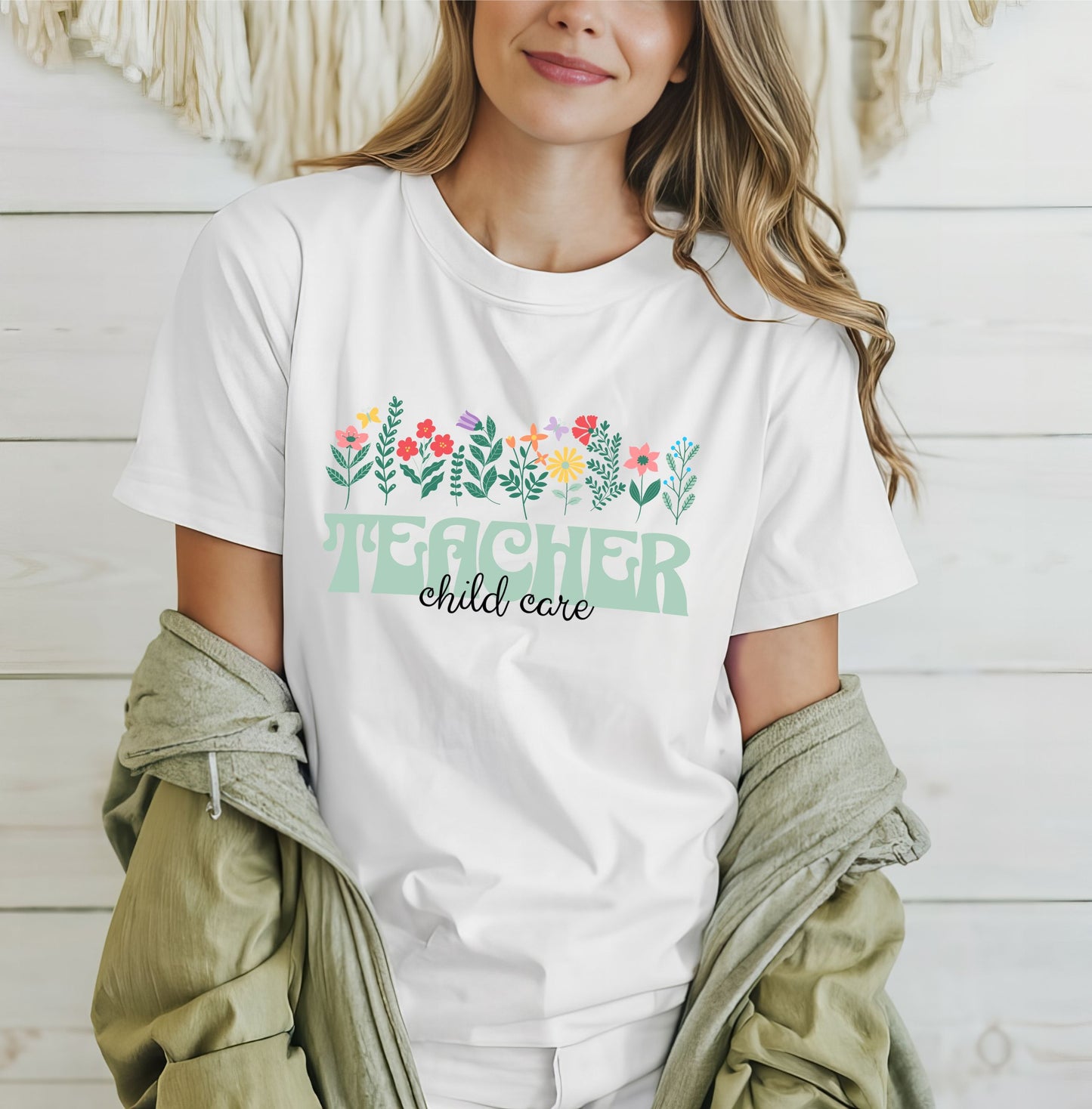 Child Care Teacher Floral T-Shirt