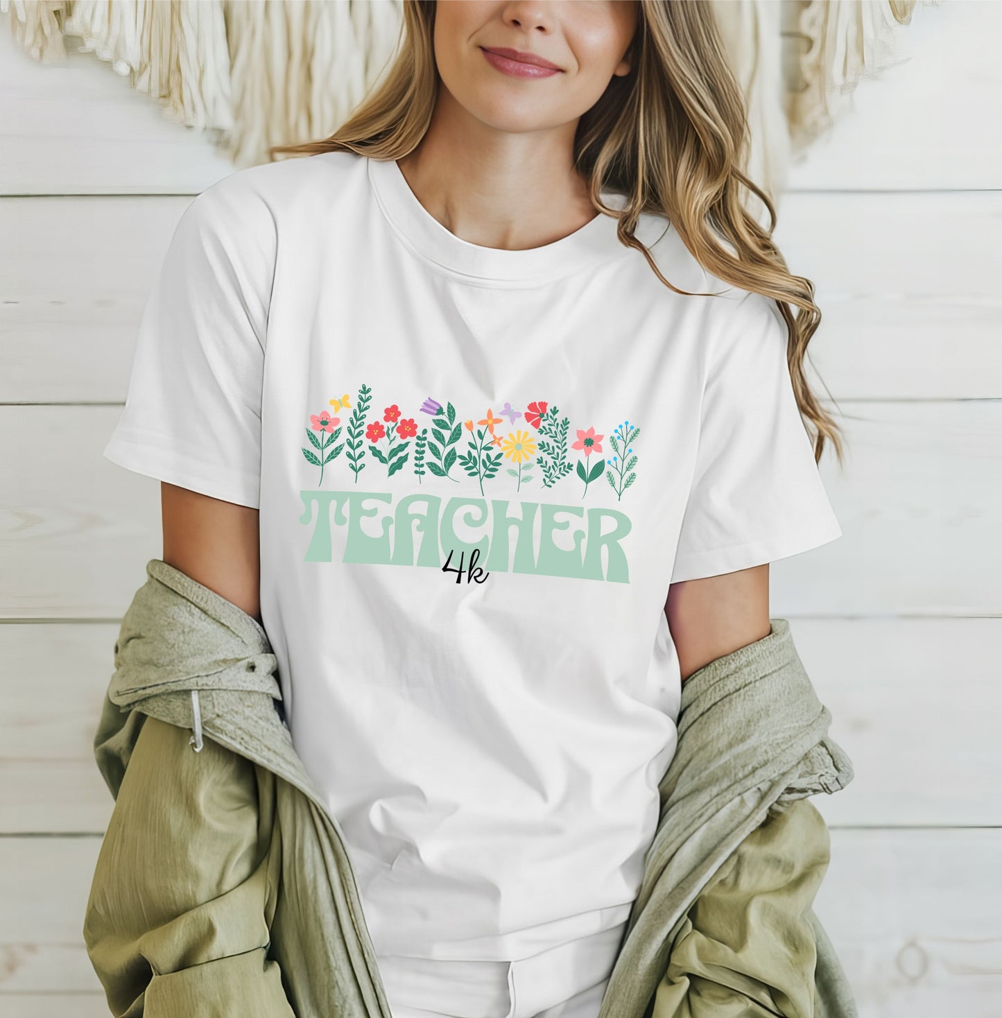 4K Teacher Floral T-Shirt