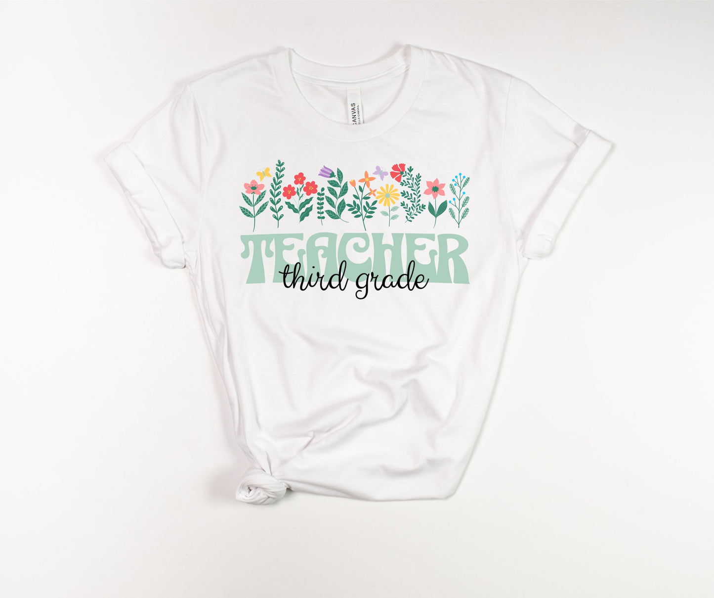 Third Grade Teacher Floral T-Shirt