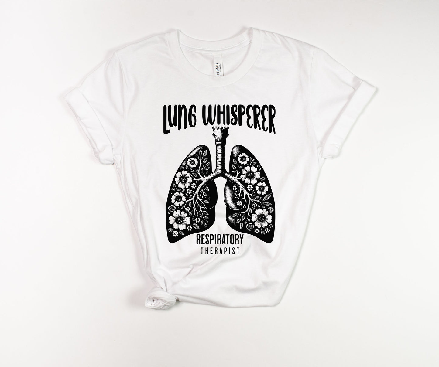 Lung Whisperer Black Font T-Shirt