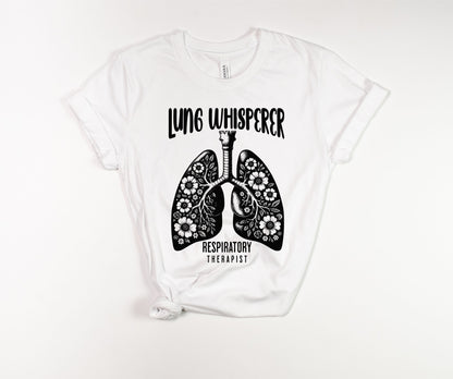 Lung Whisperer Black Font T-Shirt