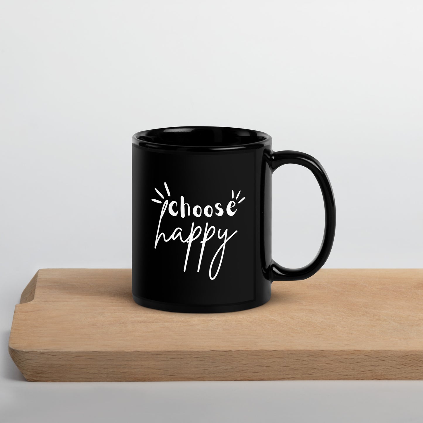 Choose Happy Black Glossy Mug