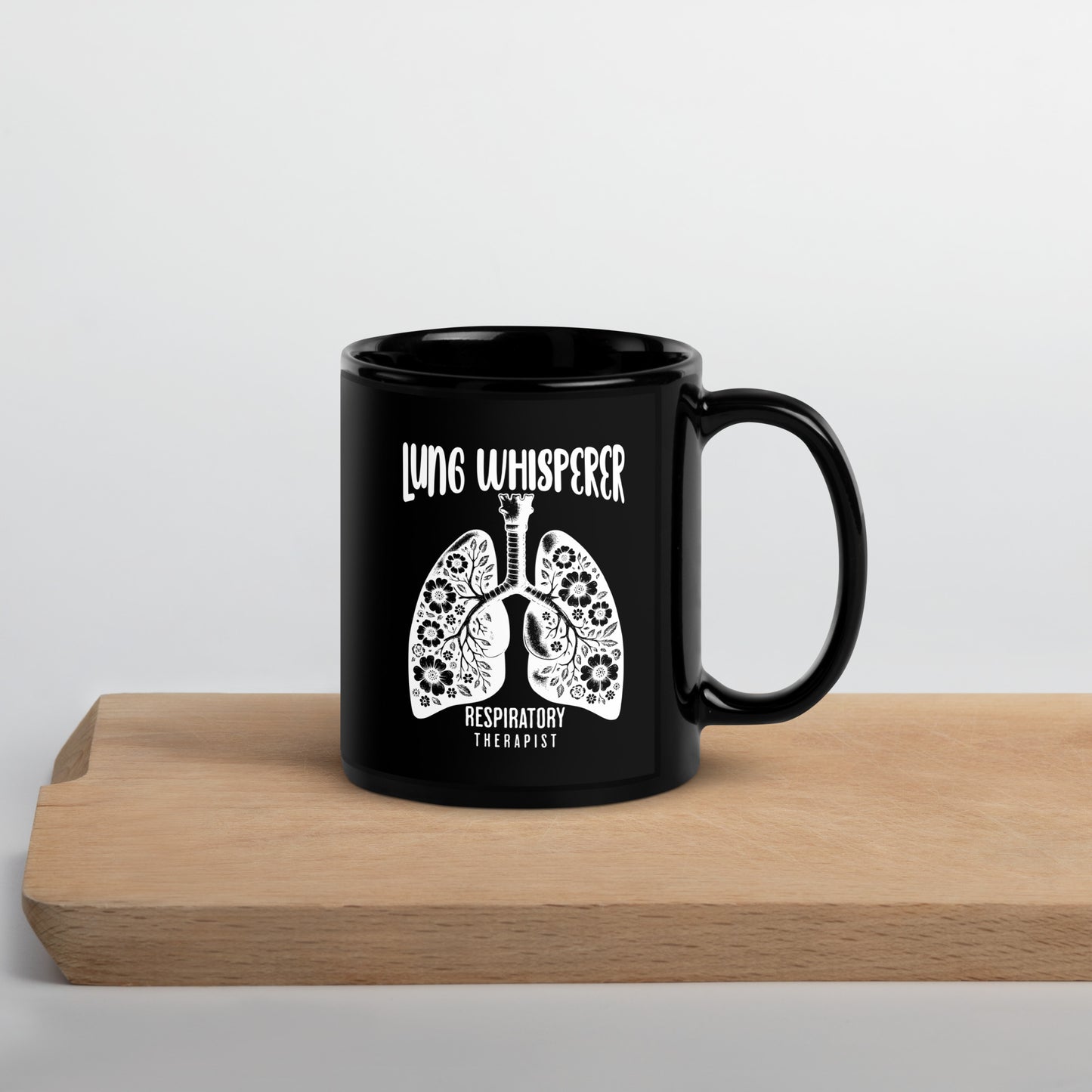 Lung Whisperer Black Glossy Mug