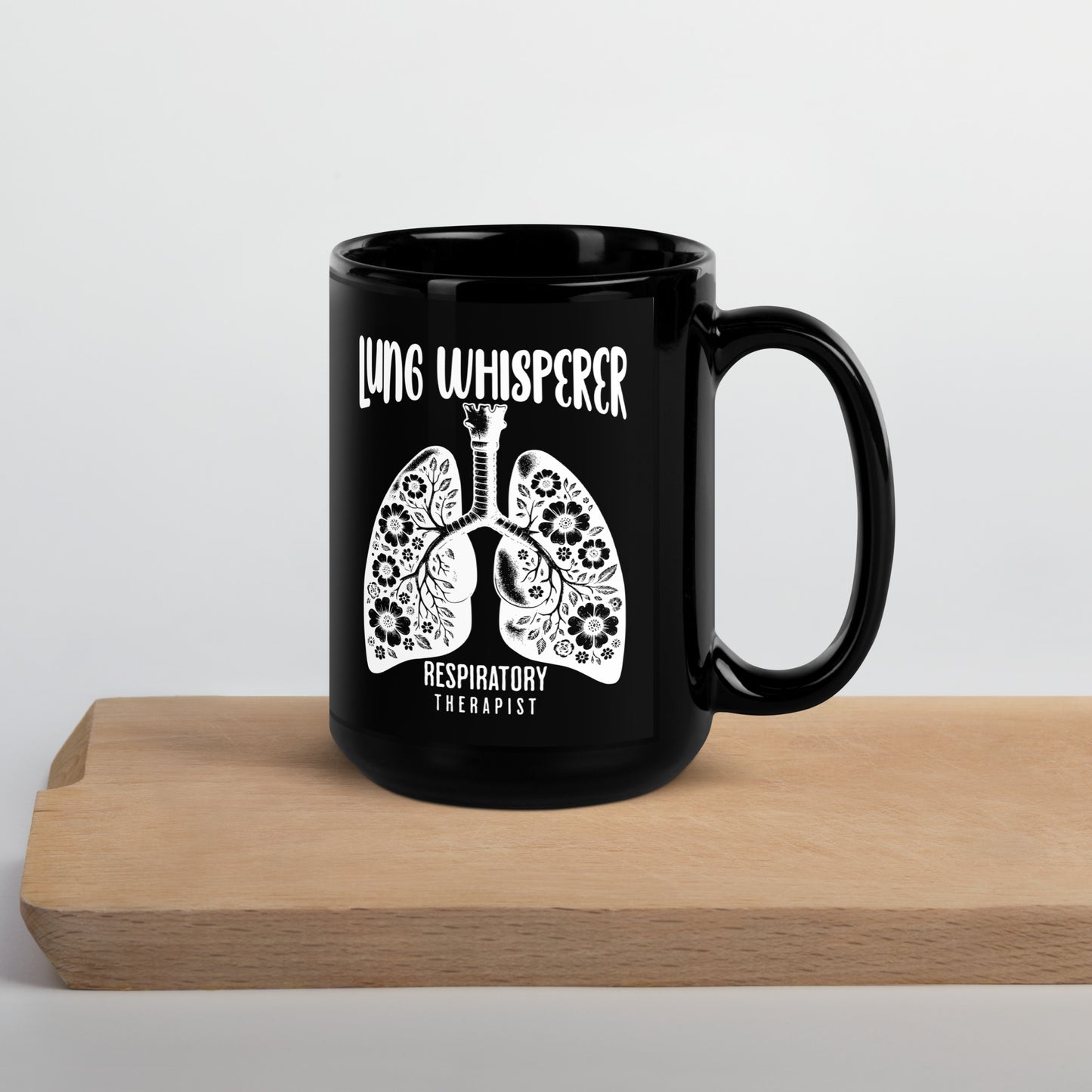 Lung Whisperer Black Glossy Mug