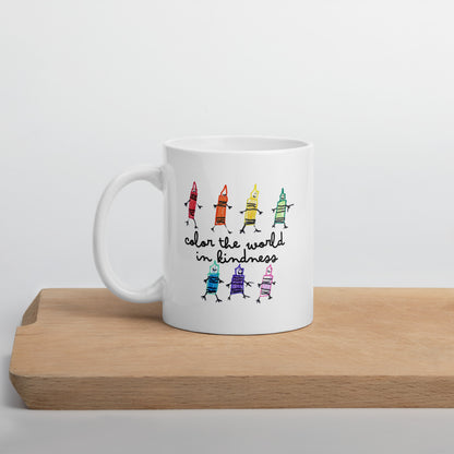 Color the World in Kindness White Glossy Mug