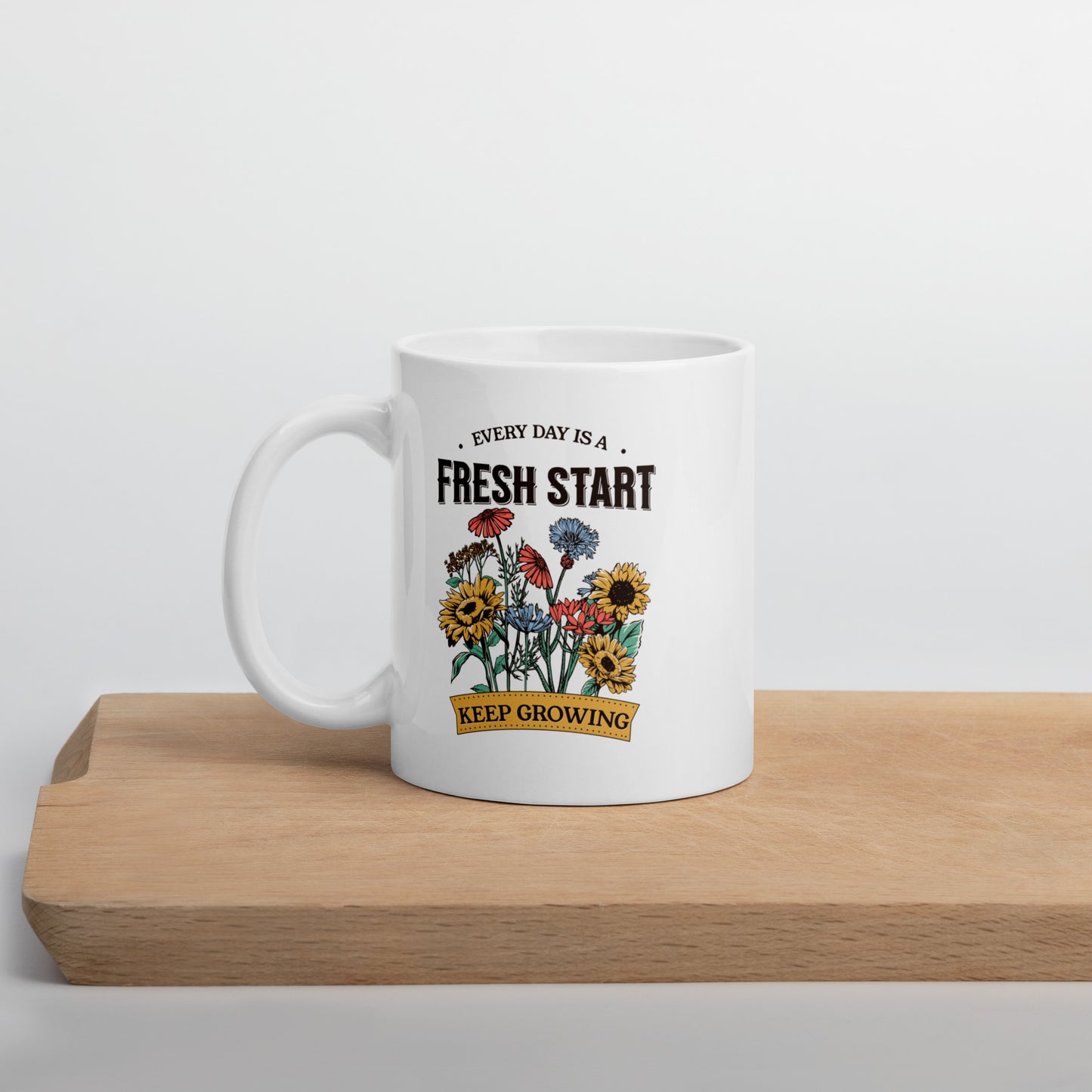 Fresh Start White Glossy Mug