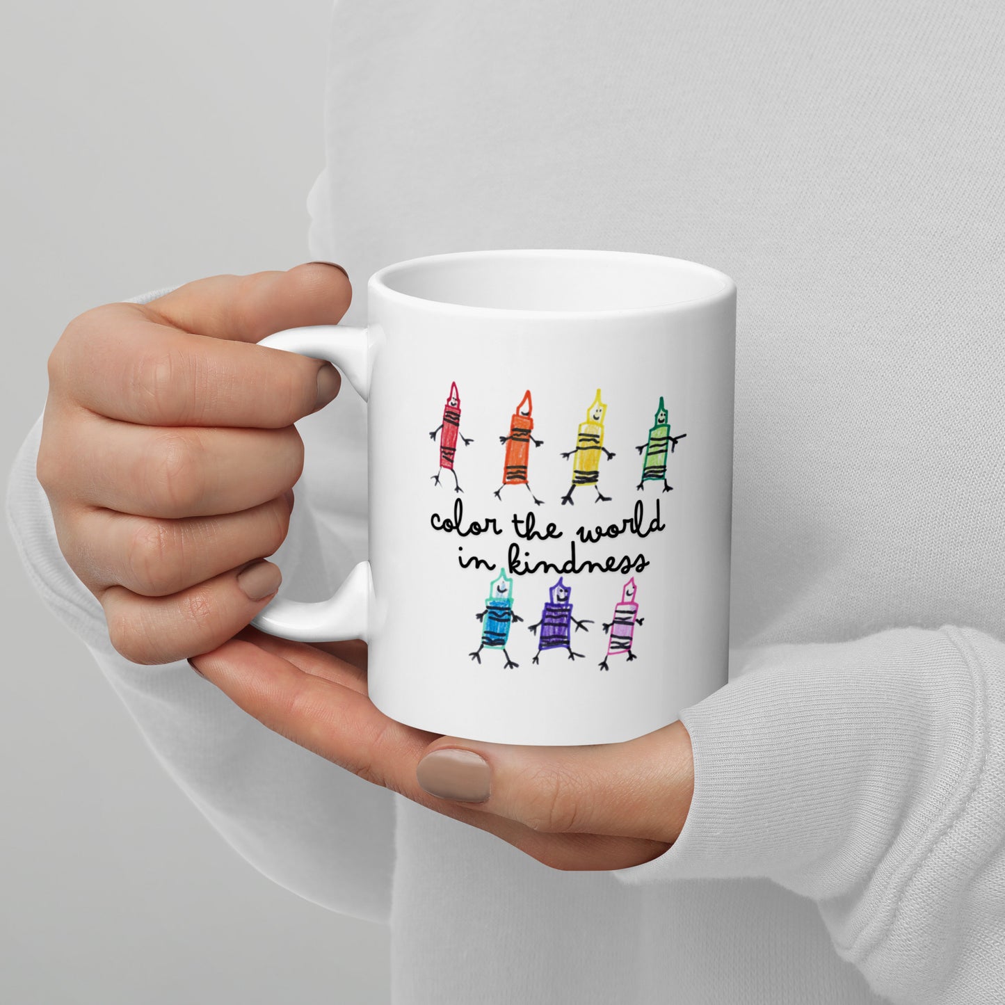 Color the World in Kindness White Glossy Mug