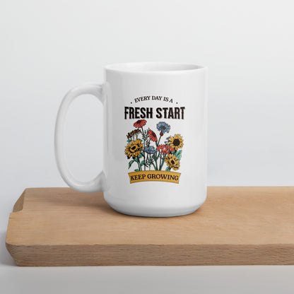 Fresh Start White Glossy Mug