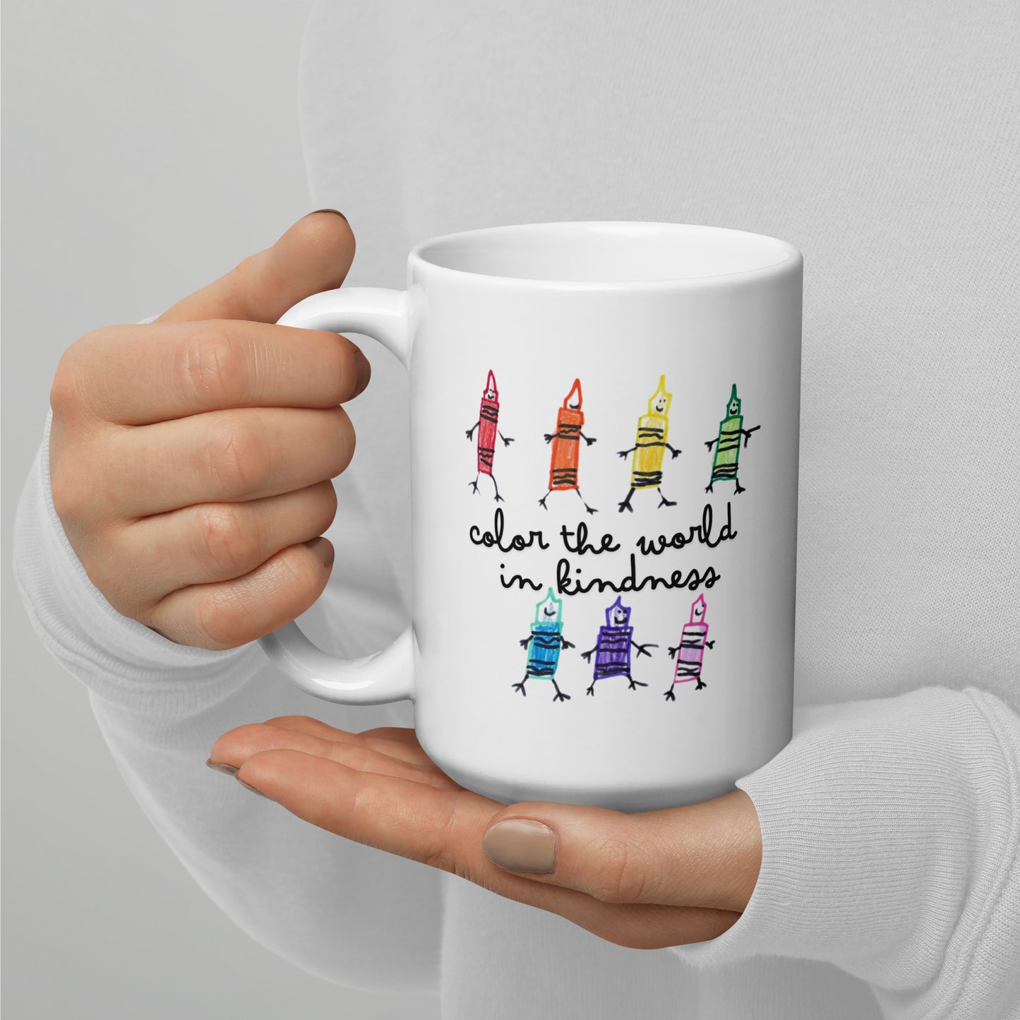 Color the World in Kindness White Glossy Mug