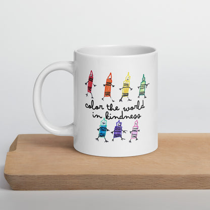 Color the World in Kindness White Glossy Mug