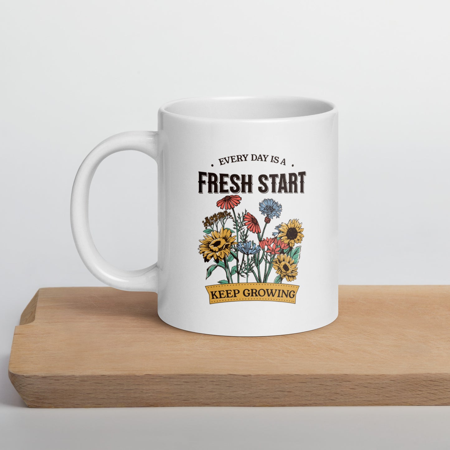 Fresh Start White Glossy Mug