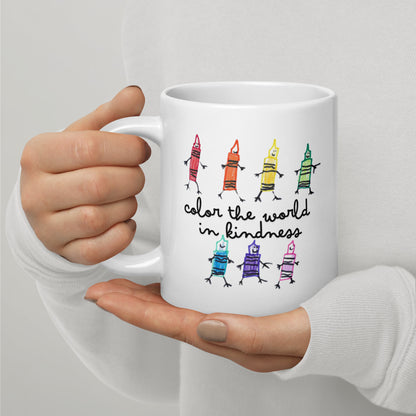 Color the World in Kindness White Glossy Mug